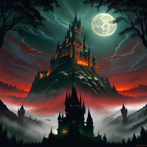 Dracula's castle. Cinematic 16k resolution masterpiece illus...