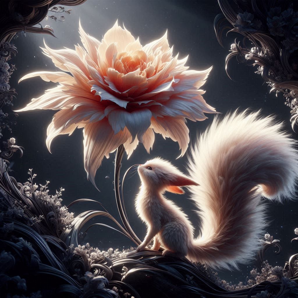 Cute creature with here flower