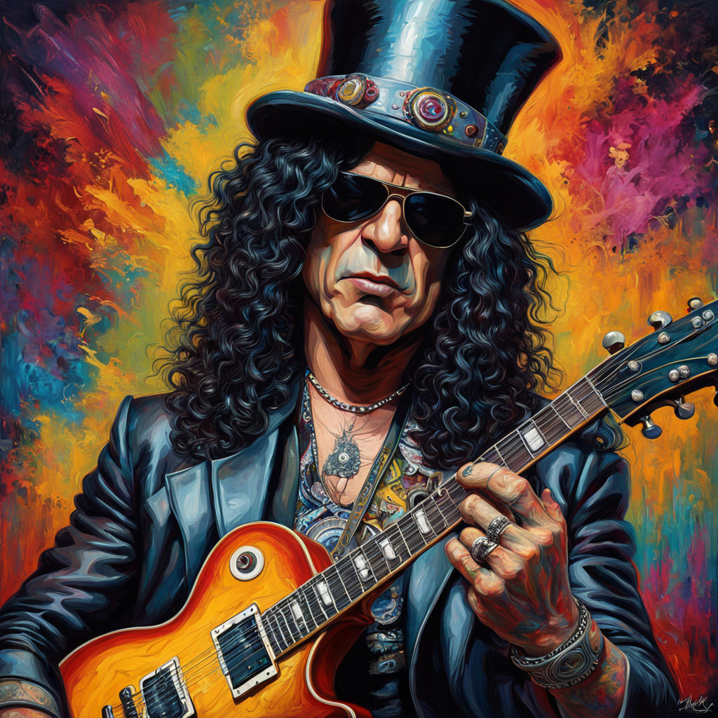 Portrait of Guns´N Roses Guitarplayer Slash