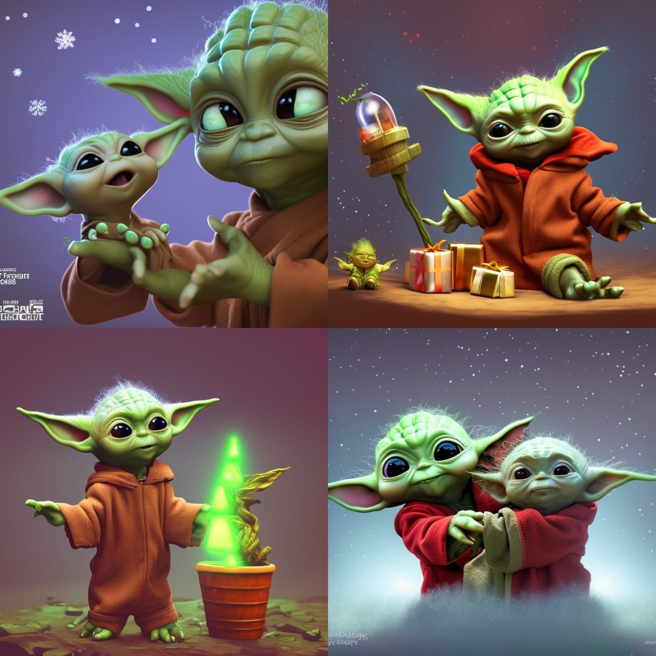 Baby Yoda,  celebrating Christmas,