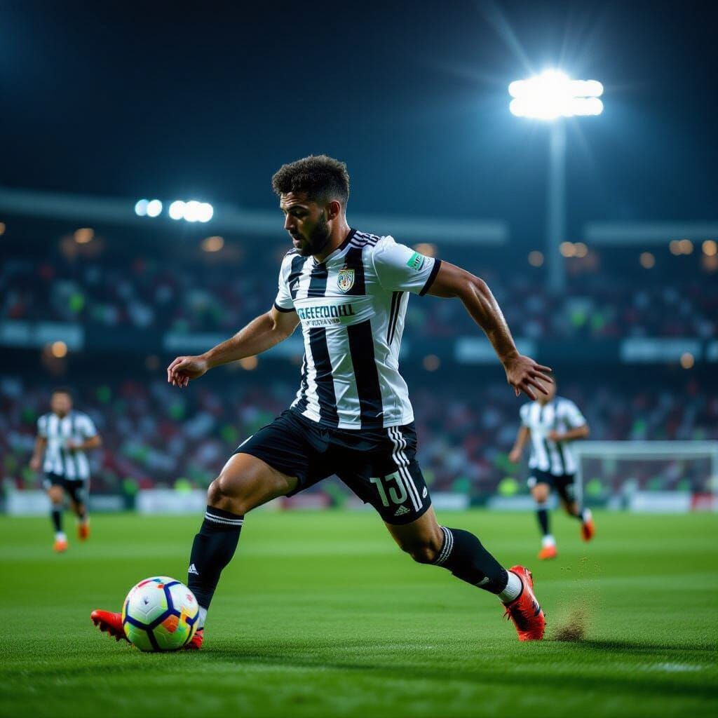 Omer Atzili in Action: Dynamic Football Night Game Photograp...