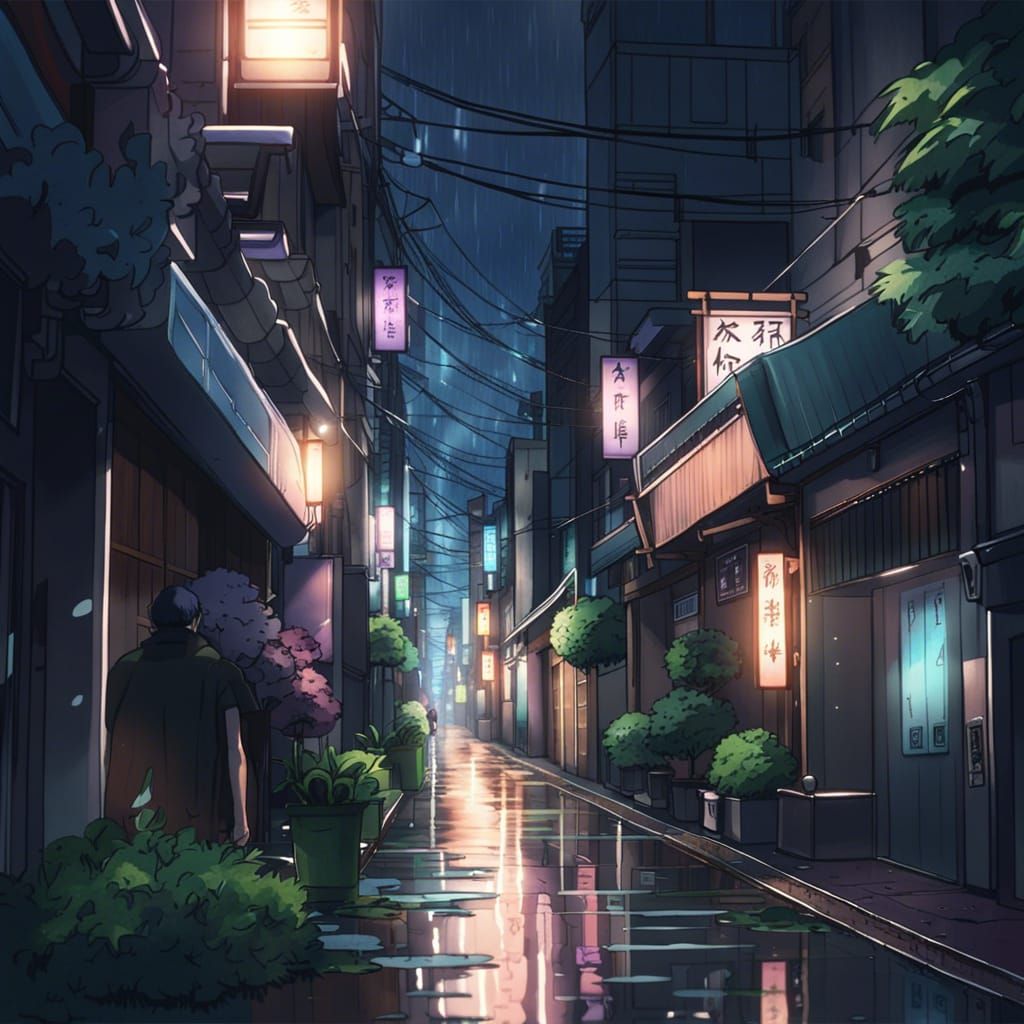 first person view of an alley in tokyo at night time ,raining,lofi,hd ...