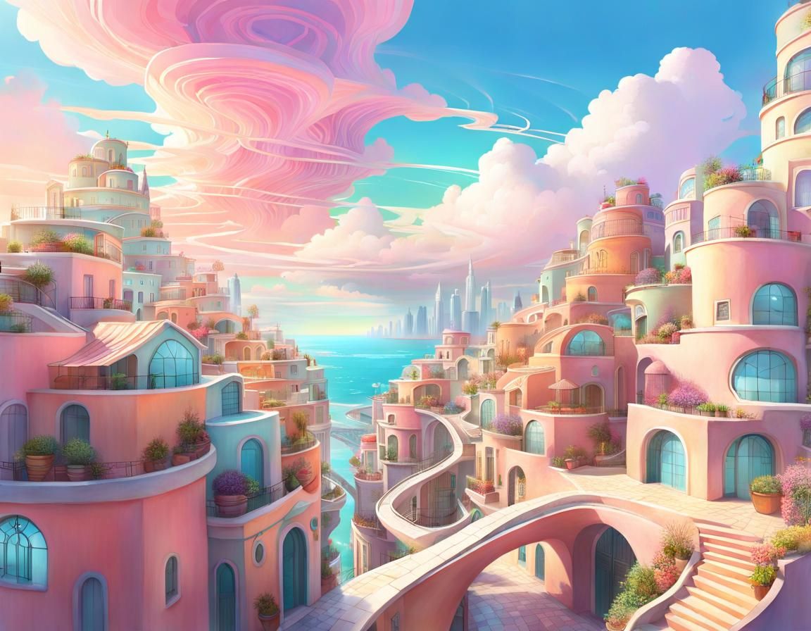 Fantasy Urban Landscape with Cloud City