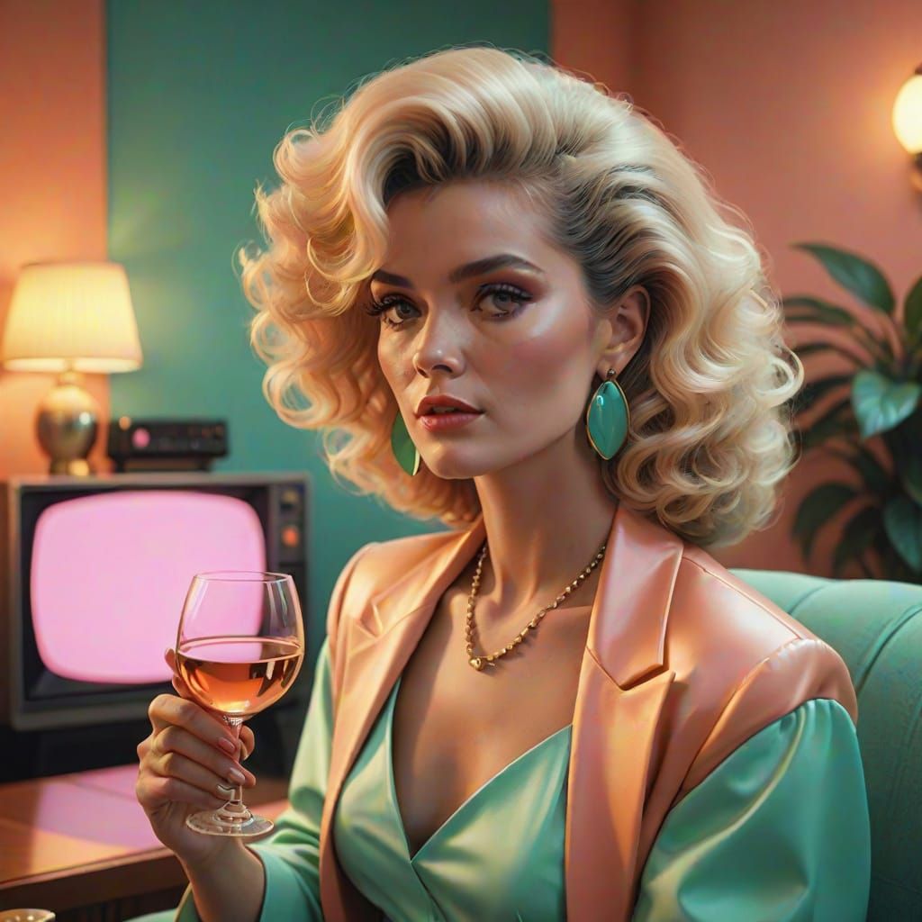 A gorgeous well dressed woman in the fashion clothes from the 1980s. In the style of the soap opera "Dallas" ...  by @Jo51eG