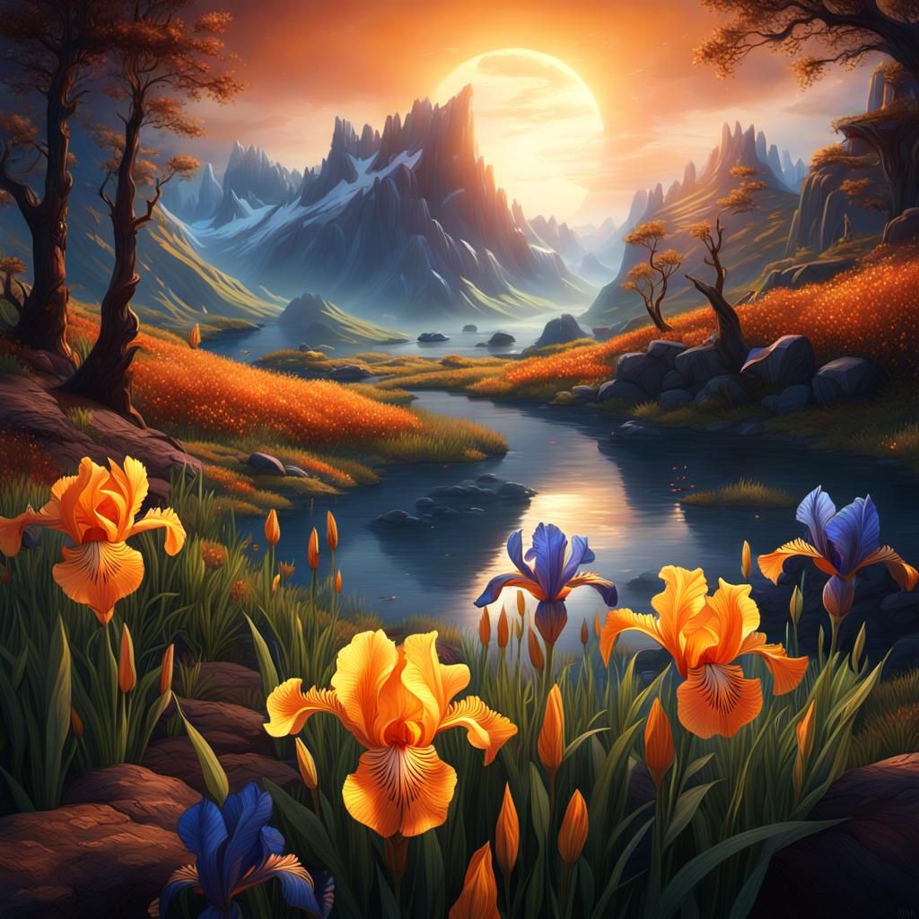 Glowing Iris Reveals Fantasy Landscape, Detailed Matte Paint...