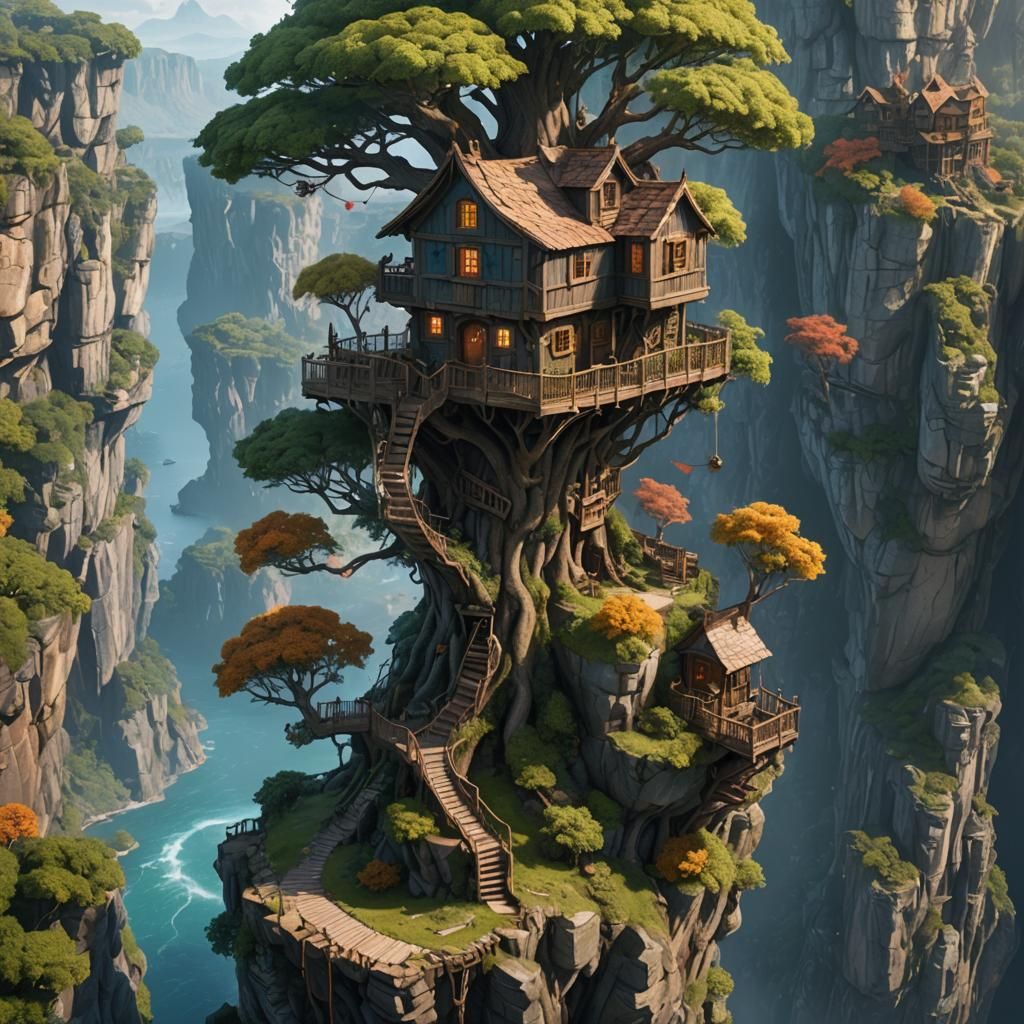 Cliffside Tree House  by @Litnut17