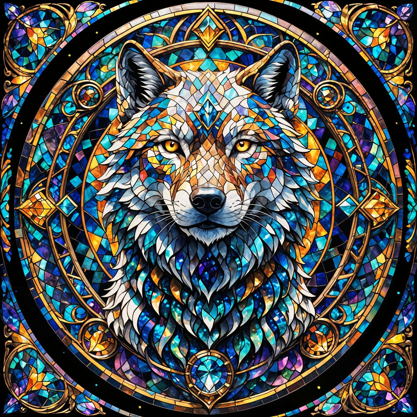 Kaleidoscope art -A mystical wolf  by @Furry enjoyer 