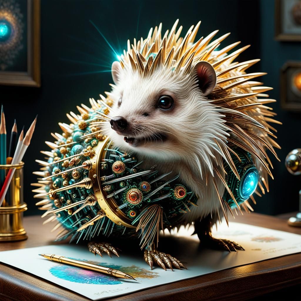 Cyborg Hedgehog, A perfect Friend For Anyone, And Easy To Take Care Of.  by @North Star Turquoise 