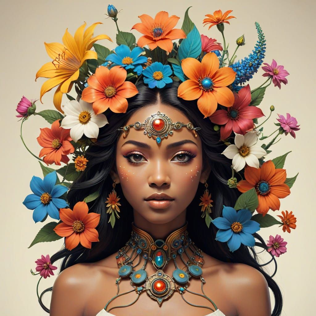 Bizarre Flowers Bloom in Retrofuturistic Goddess Scene