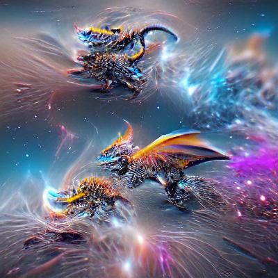 elemental futuristic Dragons fighting in the galaxy 8K 3D