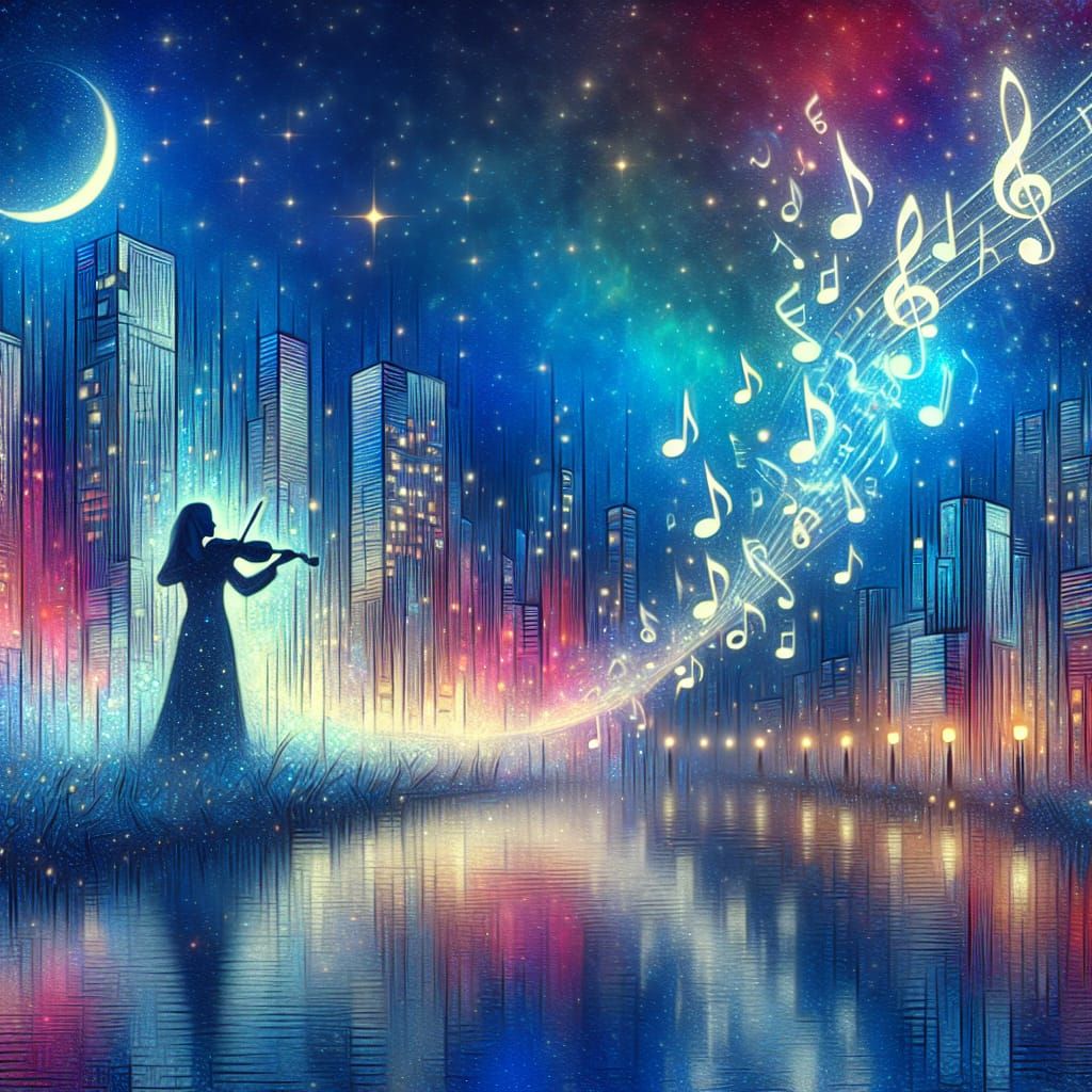 City Musician in Silhouette