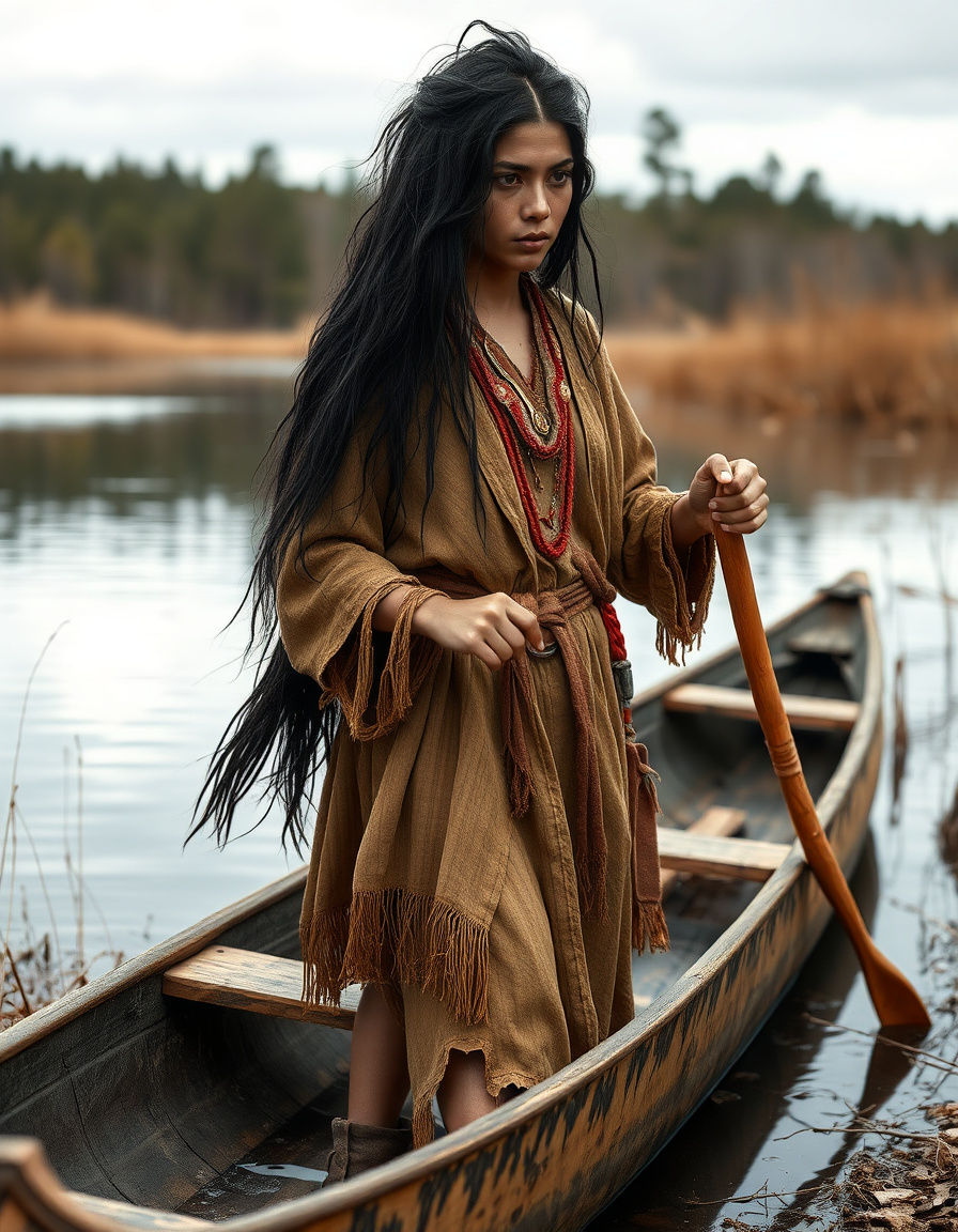 A close-up portrait of a serene and majestic Iroquois prince...