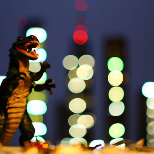 Godzilla destroying a city toy