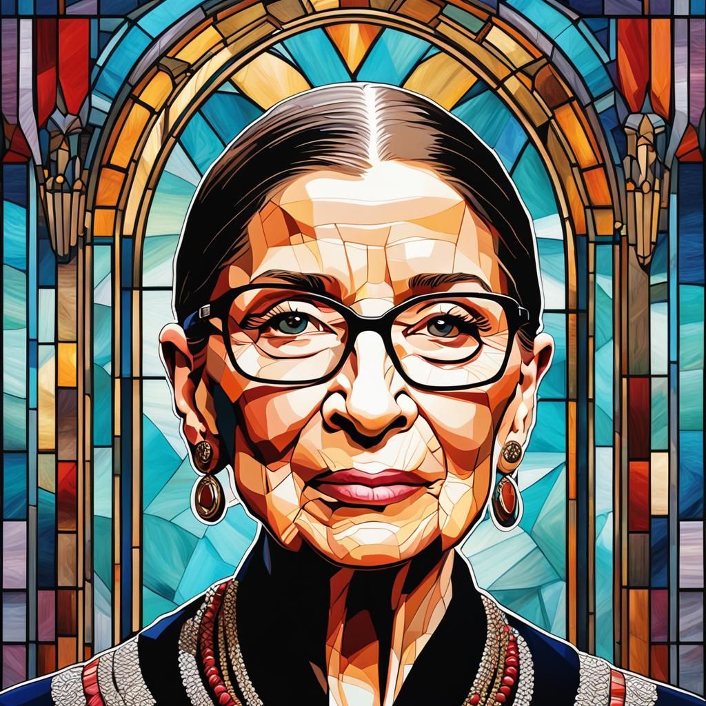 Ruth Bader Ginsburg in Stained Glass  by @Thatgayfrog