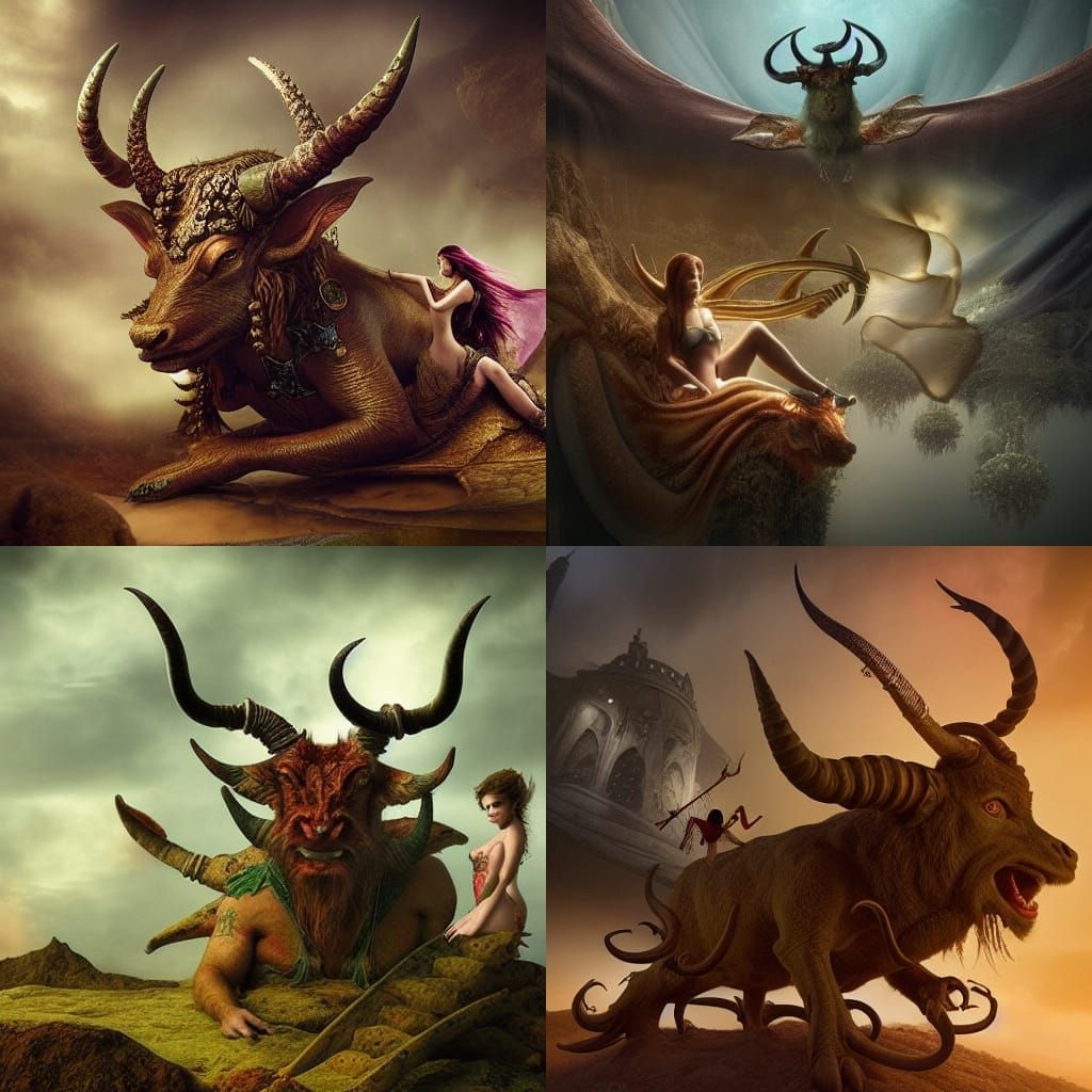 horned devil with a fairy in the bed