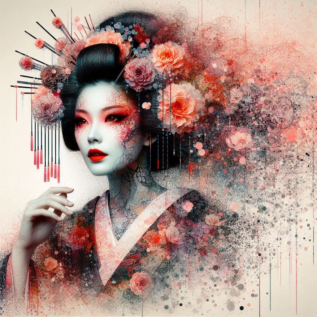 double exposure beautiful fantasy DALL-E 3 portrait landscap...