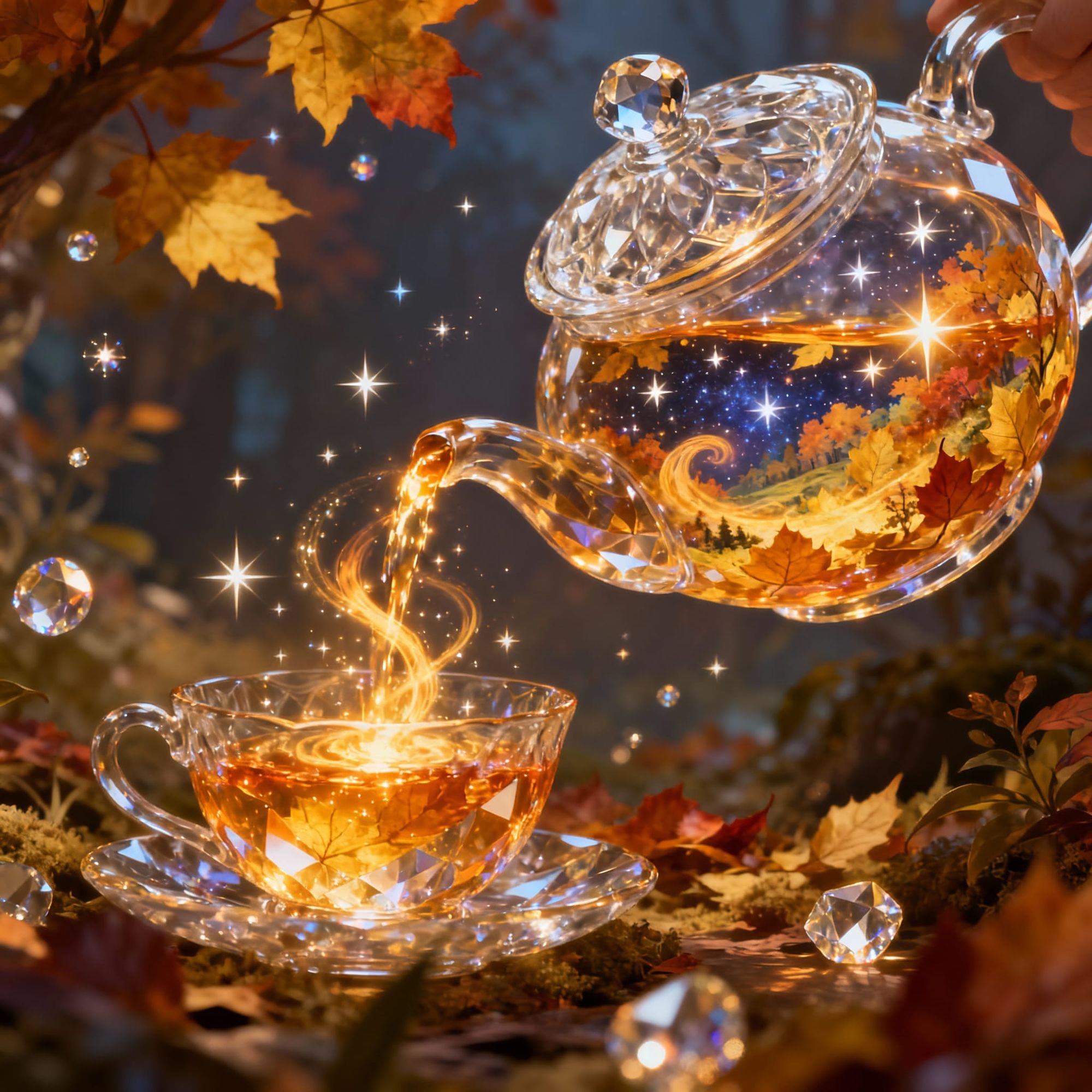 "Stunning and beautiful starlit autumn landscape pouring out of a delicate crystal teapot!!!" 

Josephine Wall :: Louise Luton :: Carne Grif...