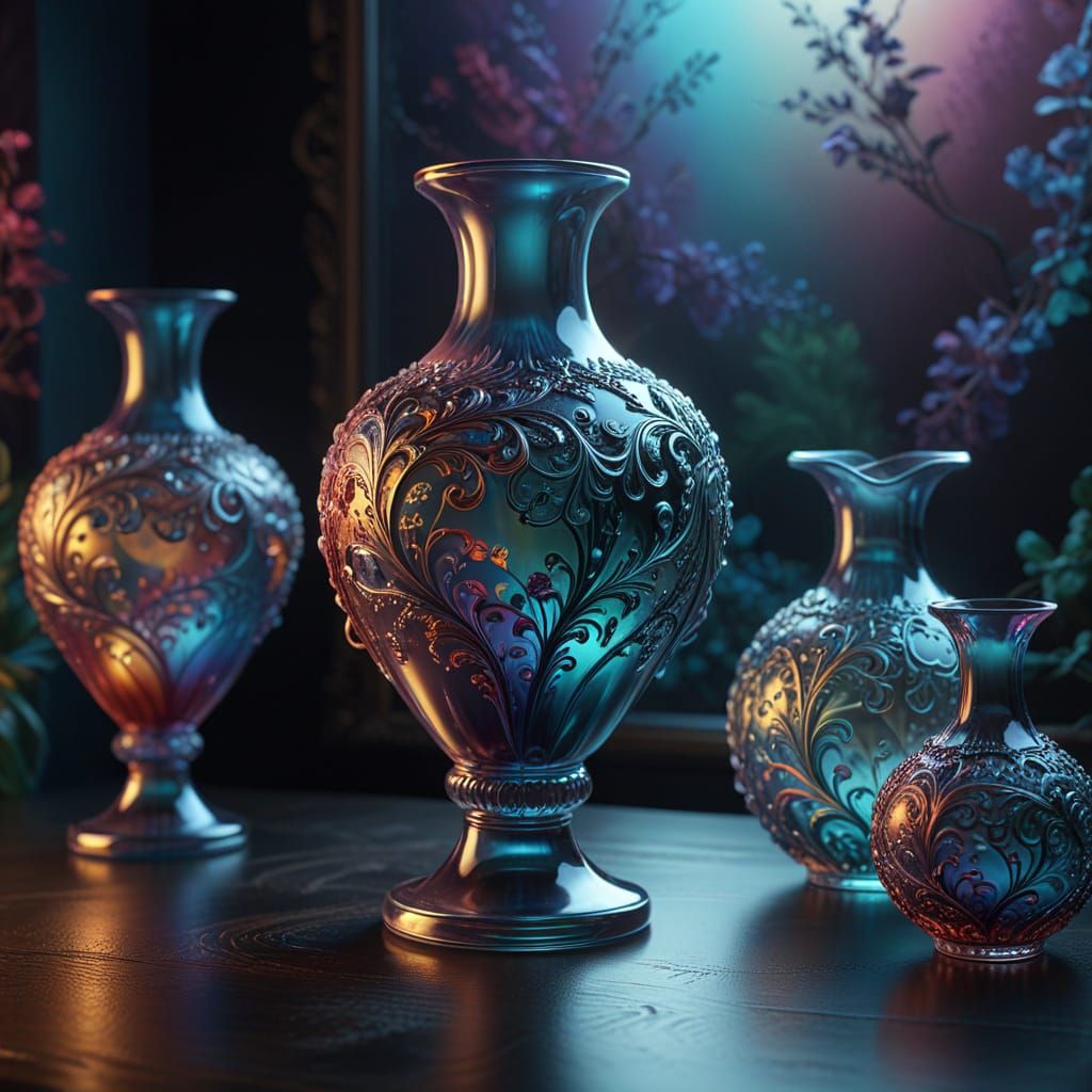 Ethereal Glass Vase in Cinematic Splendor