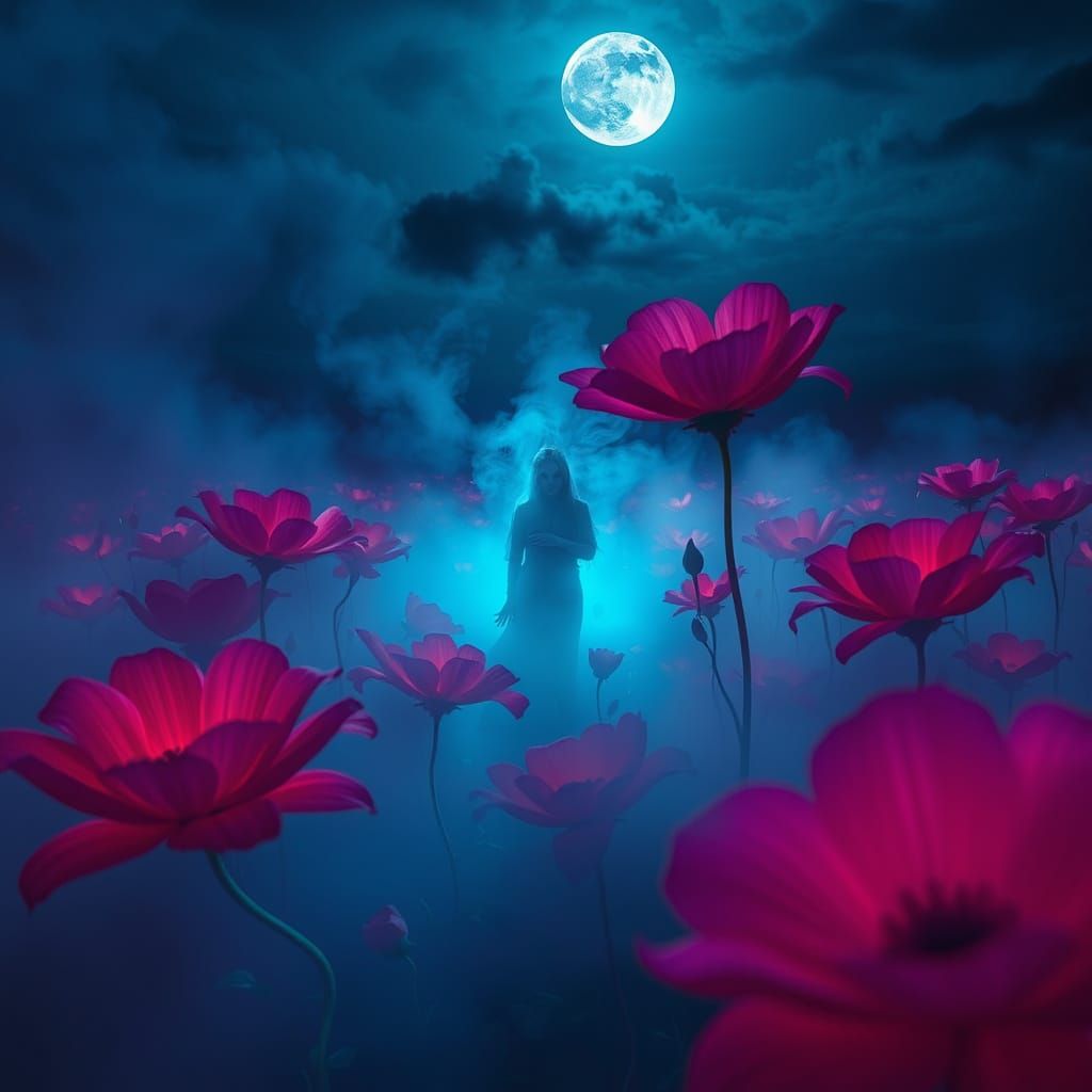 Abstract I fell asleep beneath the flowers spooky ambience