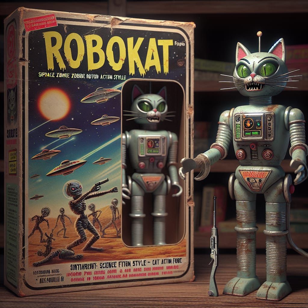 Vintage RoboKat Action Figure - AI Generated Artwork - NightCafe Creator