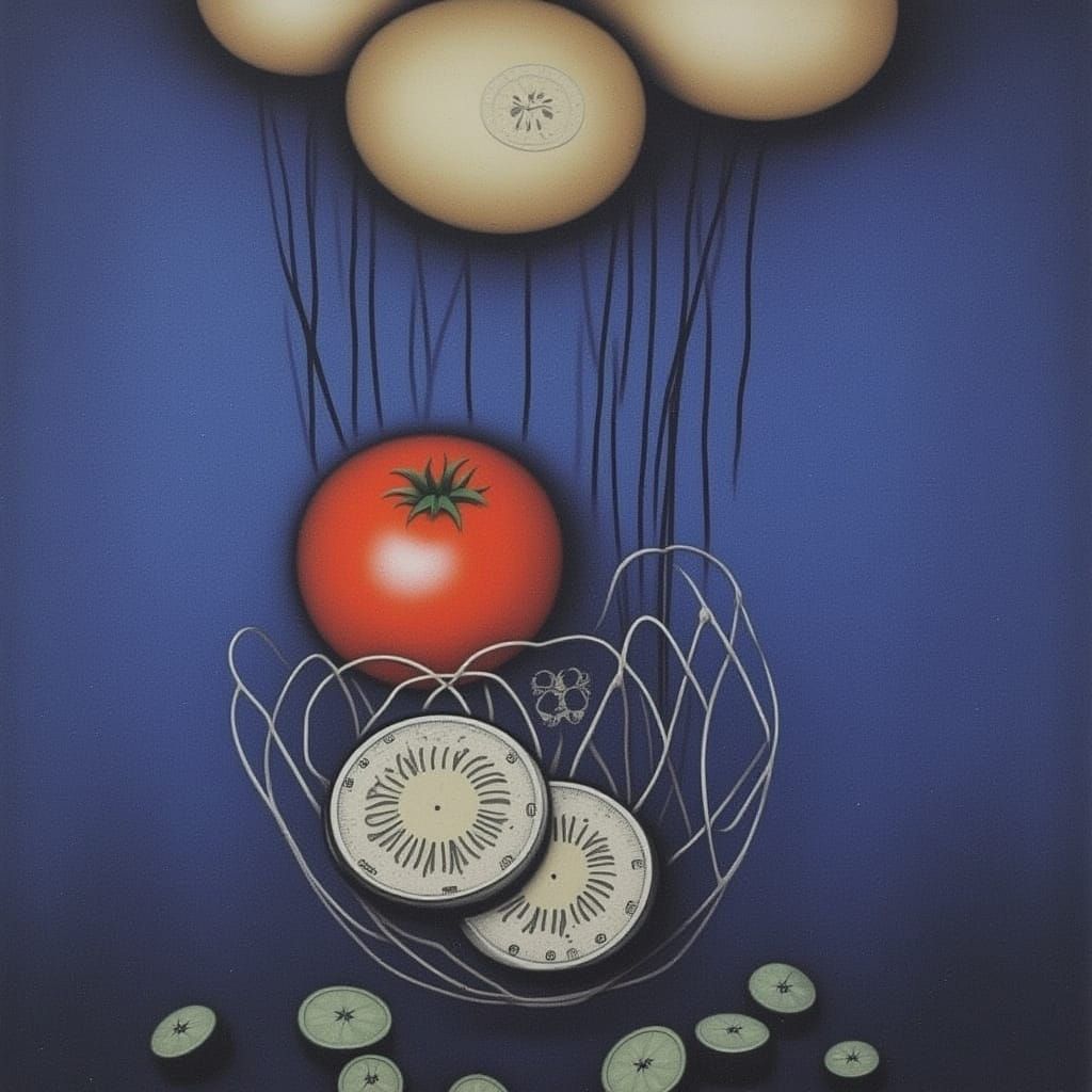 <lora:NIGHTMARE ENGINE V2:1.0> Surreal Tomatoes