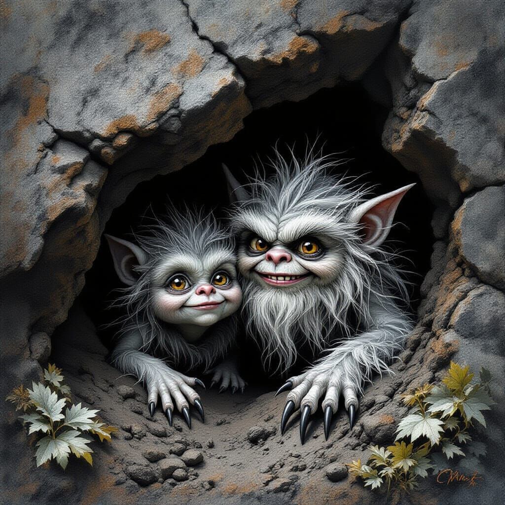 "Do come into our cave, we promise to behave."