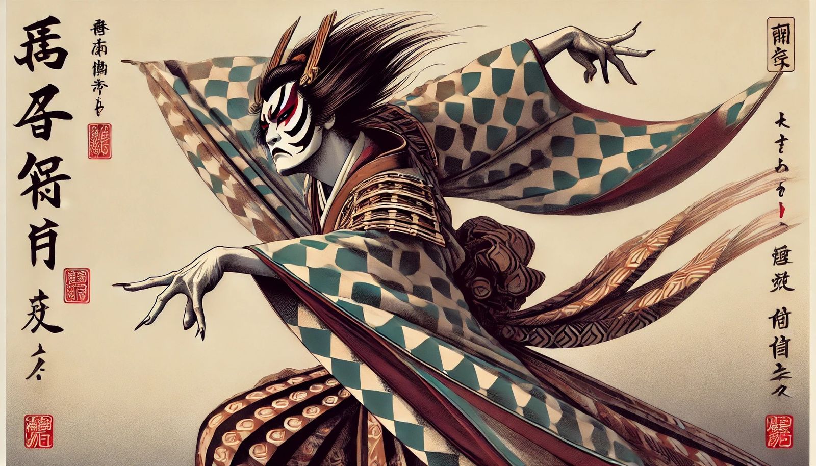 Kabuki actor in kumadori makeup