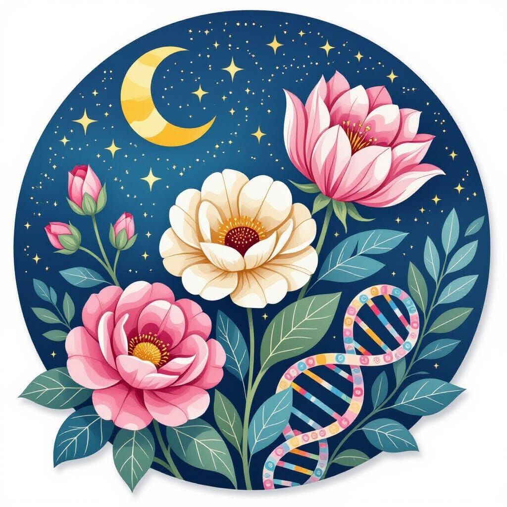 Mystical Rose Moon Heart DNA Abstract Art