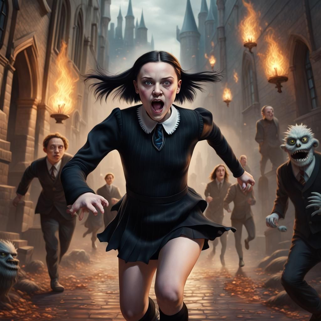 Wednesday Addams Leaving School  by @BlueCrows