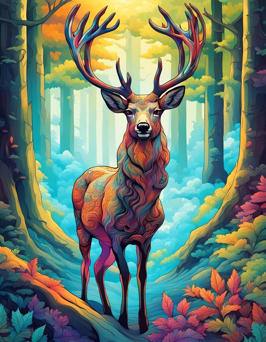 Buck deer in the forest