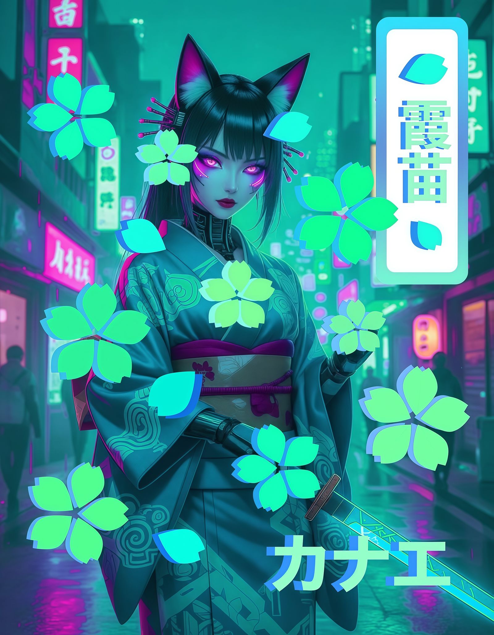 ☆ Aqua Cyberpunk Kitsune 霞苗 ☆