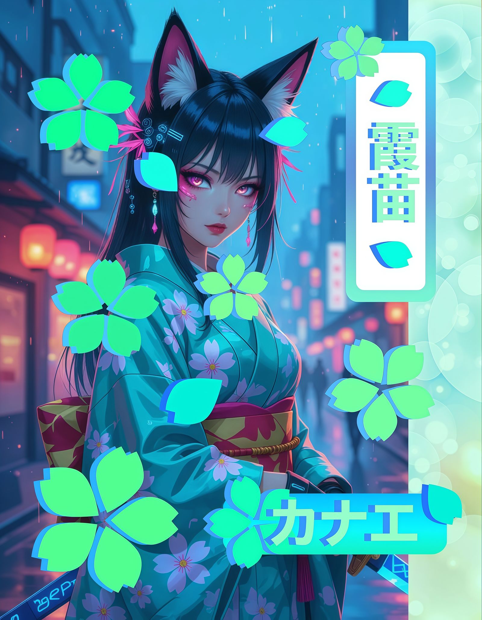 ☆ Aqua Cyberpunk Kitsune 霞苗 ☆
