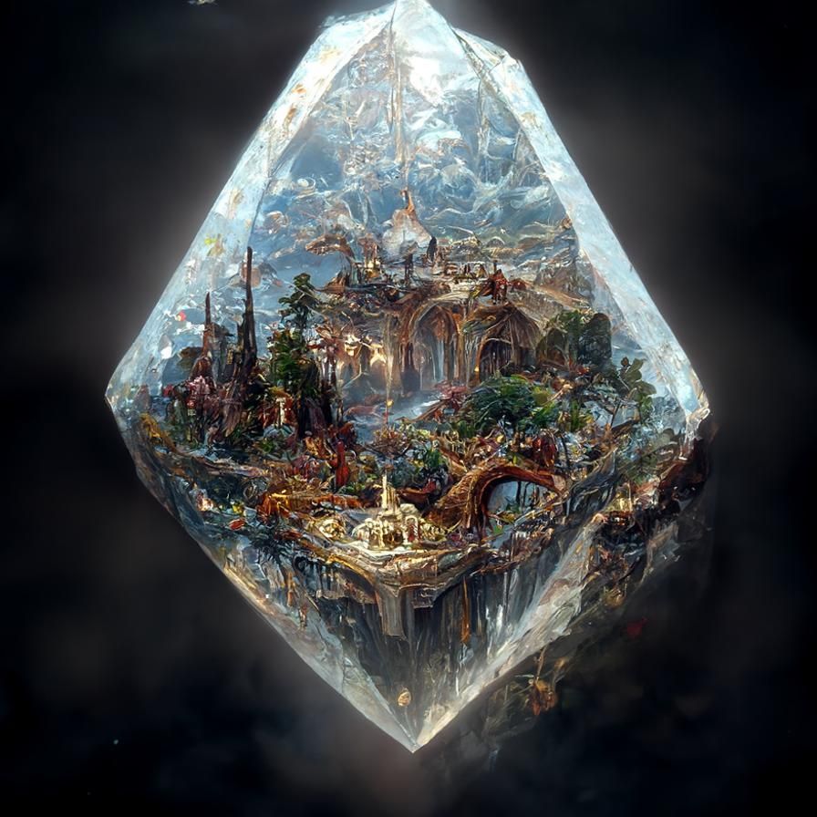  a mythical land inside of a diamond