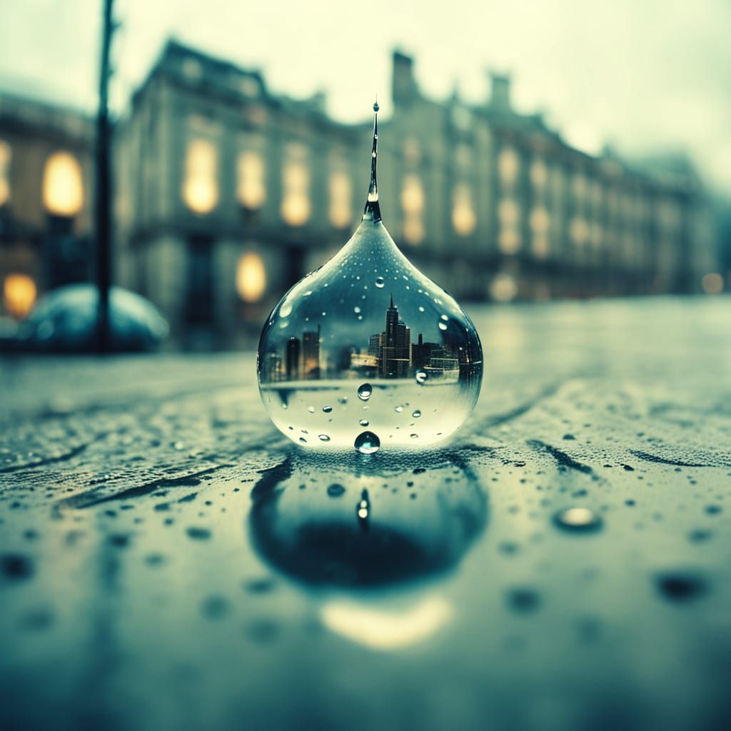 rain in urban city  by @gits--