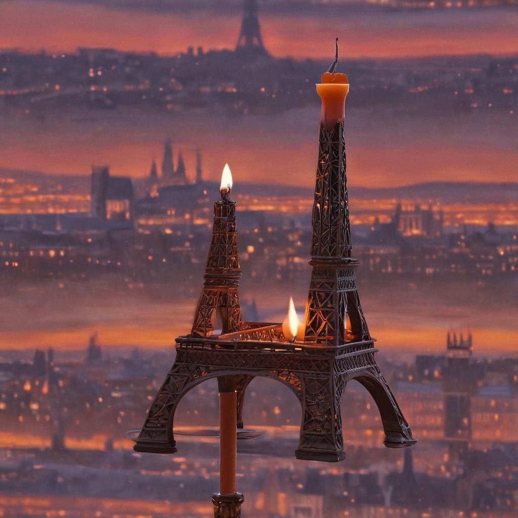 Eiffel Tower Candle in Paris: Matte Painting