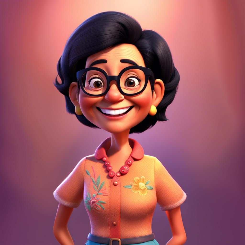 old Latino woman, 60s, teacher, short black hair, medium ski...