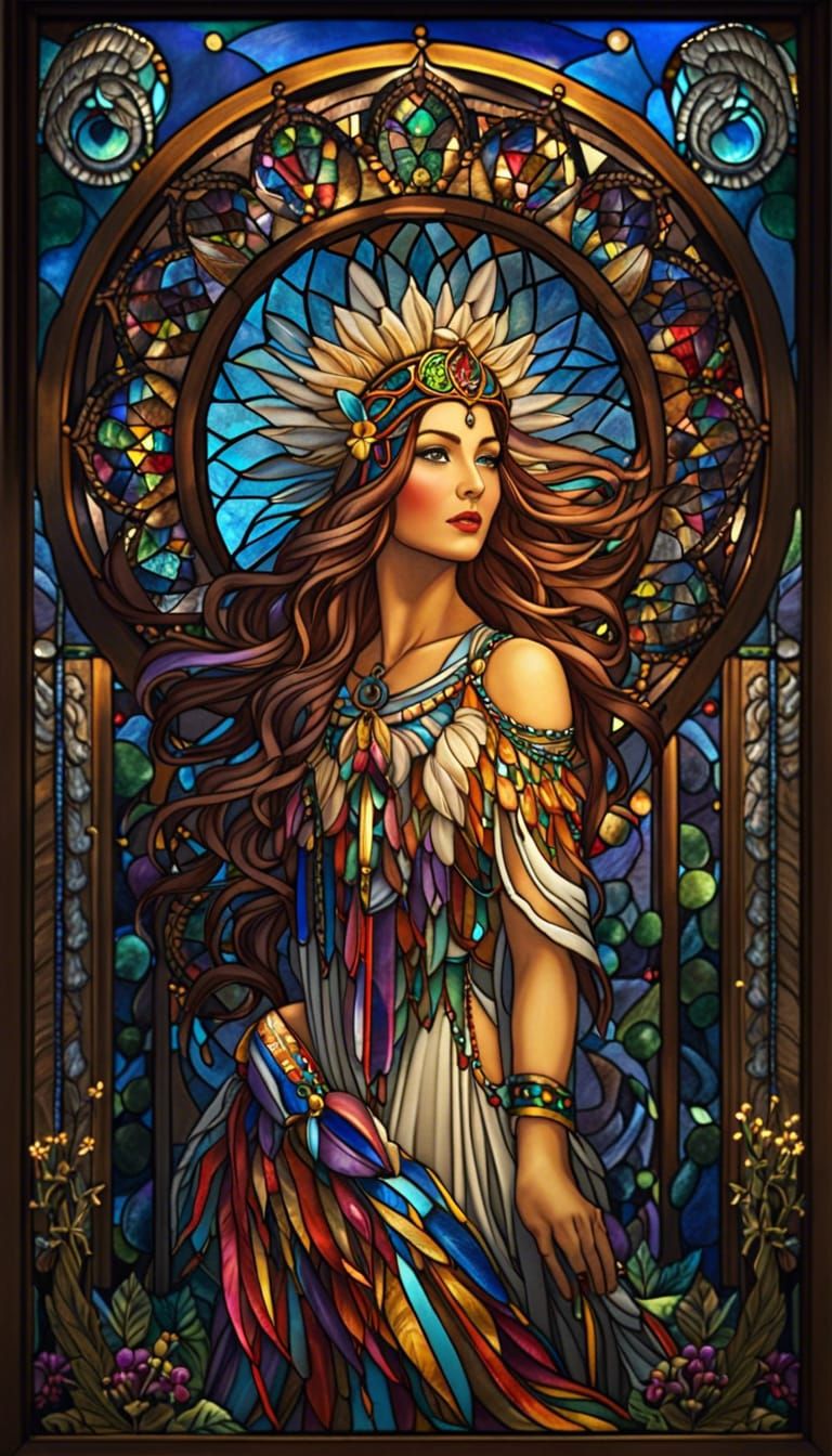 Sstained Glass Dreamcatcher Goddess Window - AI Generated Artwork ...