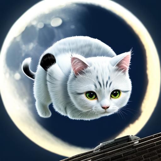 he is very cute cat. My Flying AI cat Android robot moon moo...
