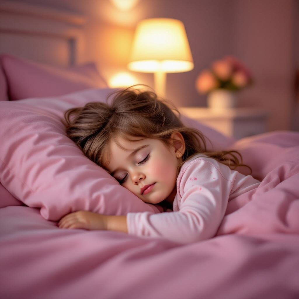 Hyperrealistic Photo of a Young Girl Sleeping Peacefully