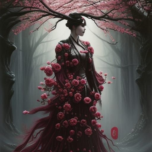 Cherry Blossom Tree: Dark Fantasy Masterpiece