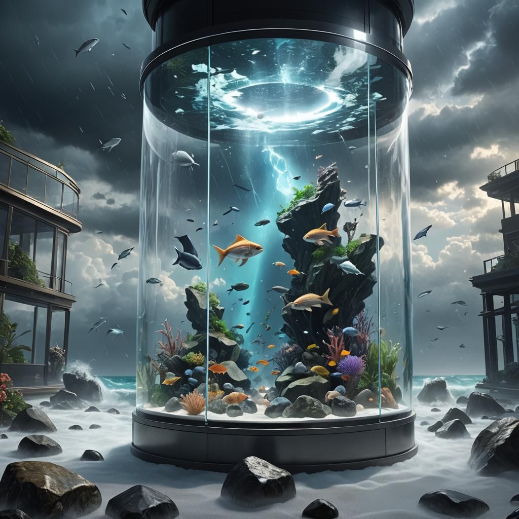 Portable storm inside an aquarium