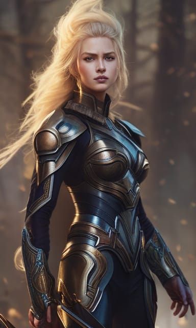 Warrior girl with wavy blonde hair 125