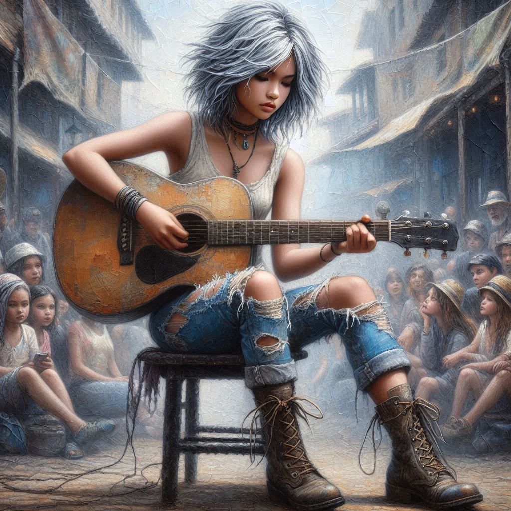 A girl with her guitar