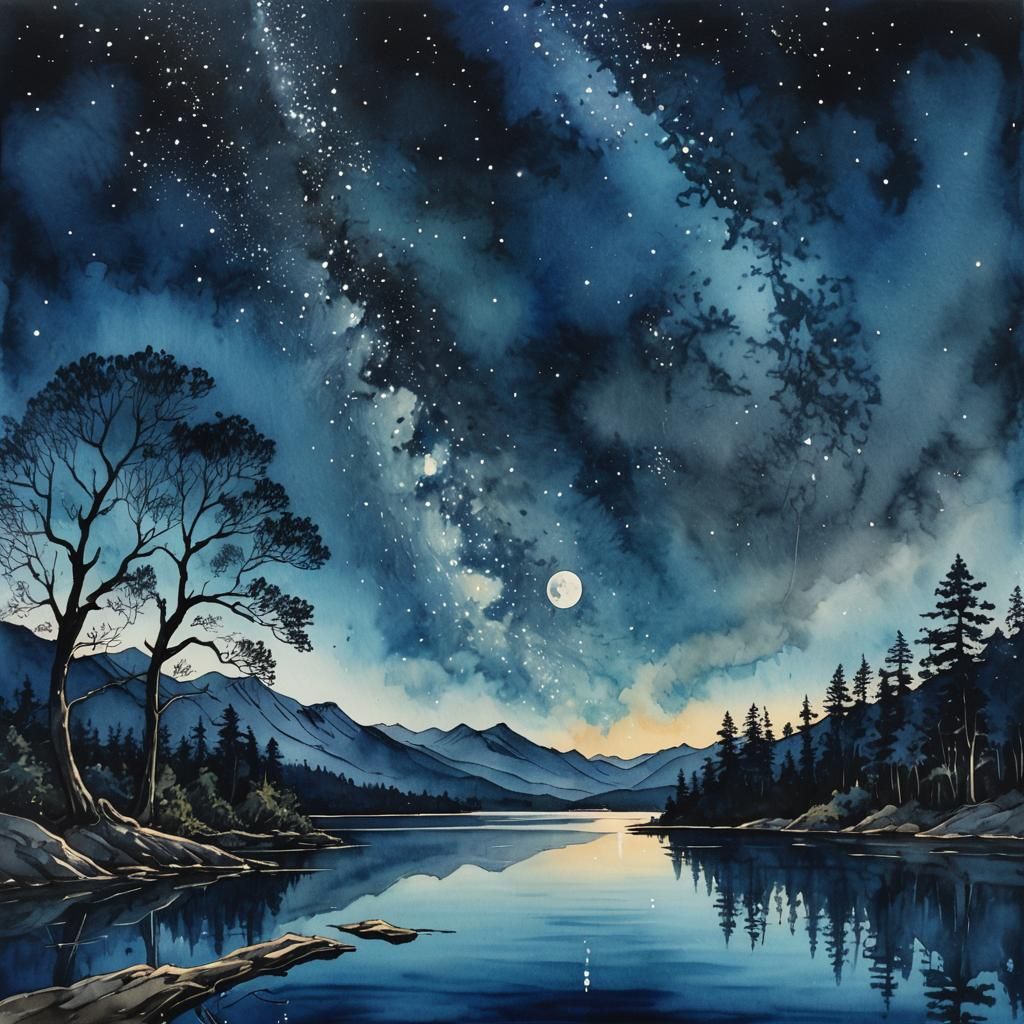 a quiet and bright night sky.  by @Terra