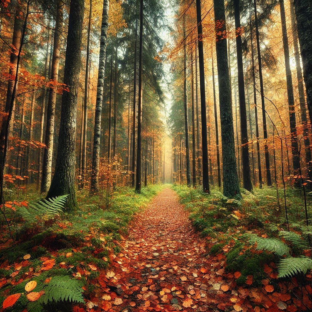 Autumn forest path