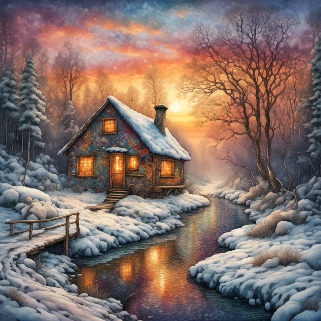 Watercolor Winter Landscape 007