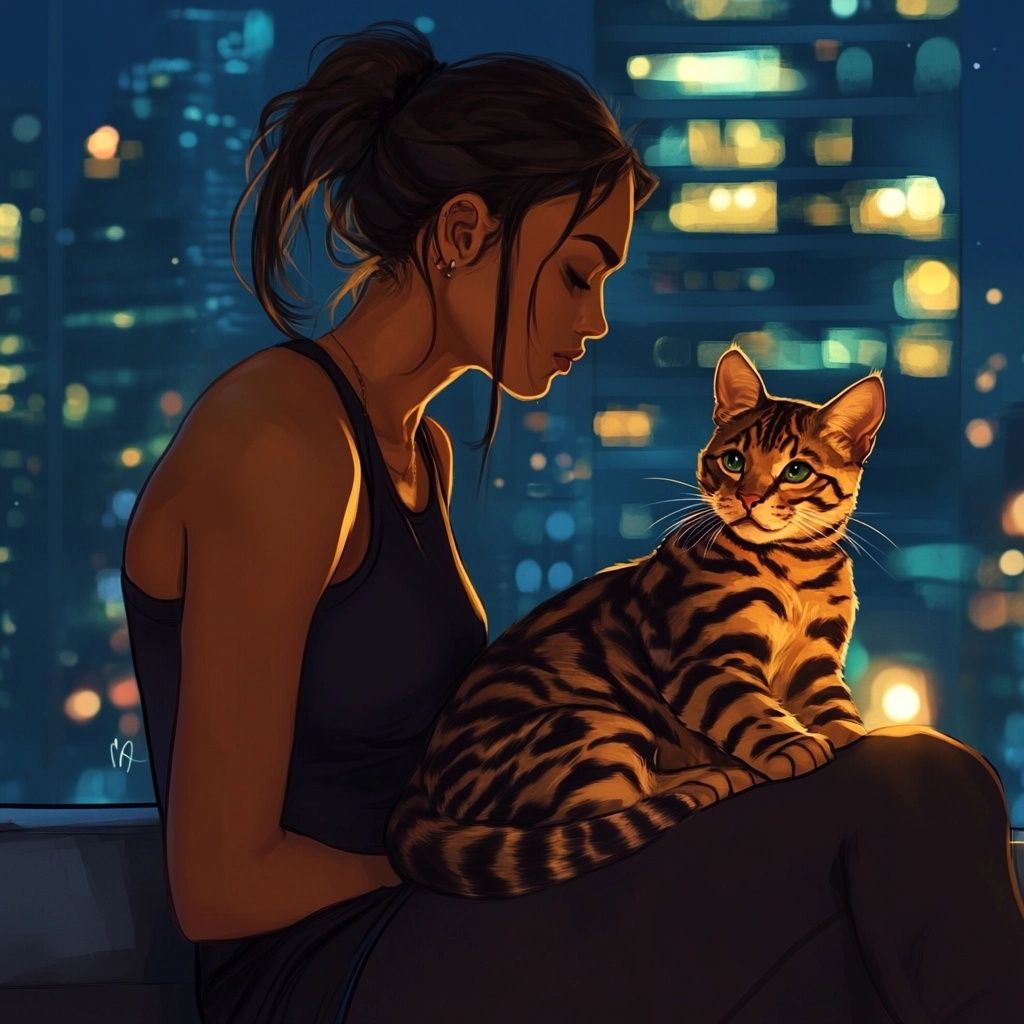 Woman and Her Cat