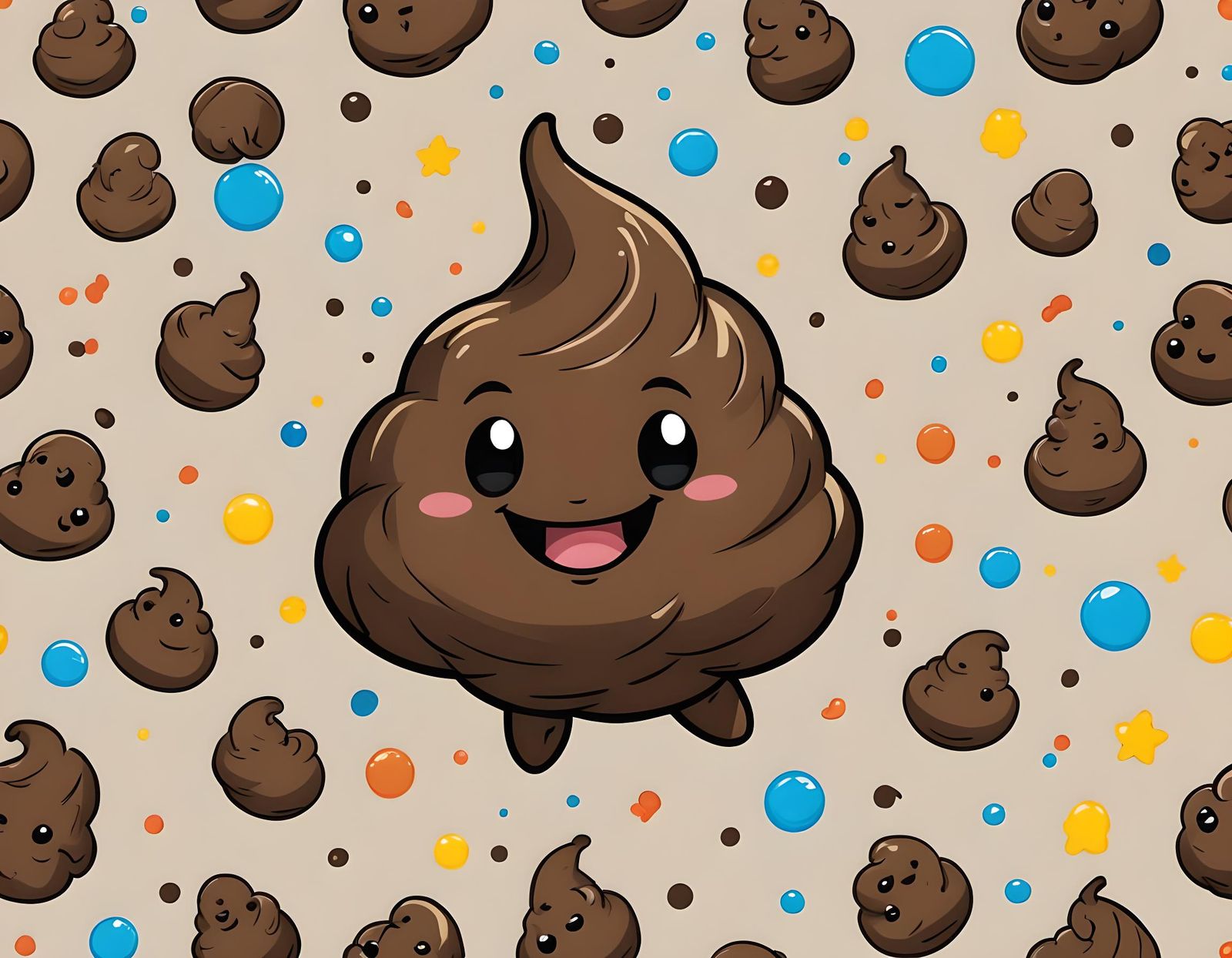 Chibi fun smiling lump of poop, jumping around during a party - AI ...