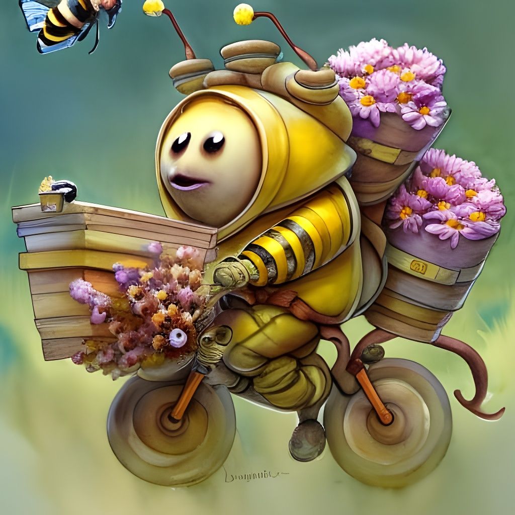 Bee delivering flowers for your garden  by @forge4ward