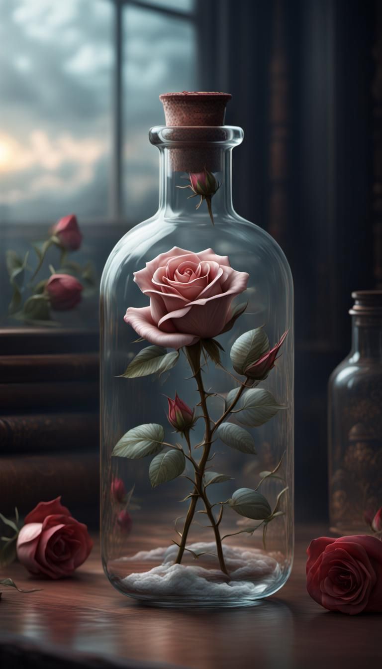 Rose In A Bottle 1 AI Generated Artwork NightCafe Creator